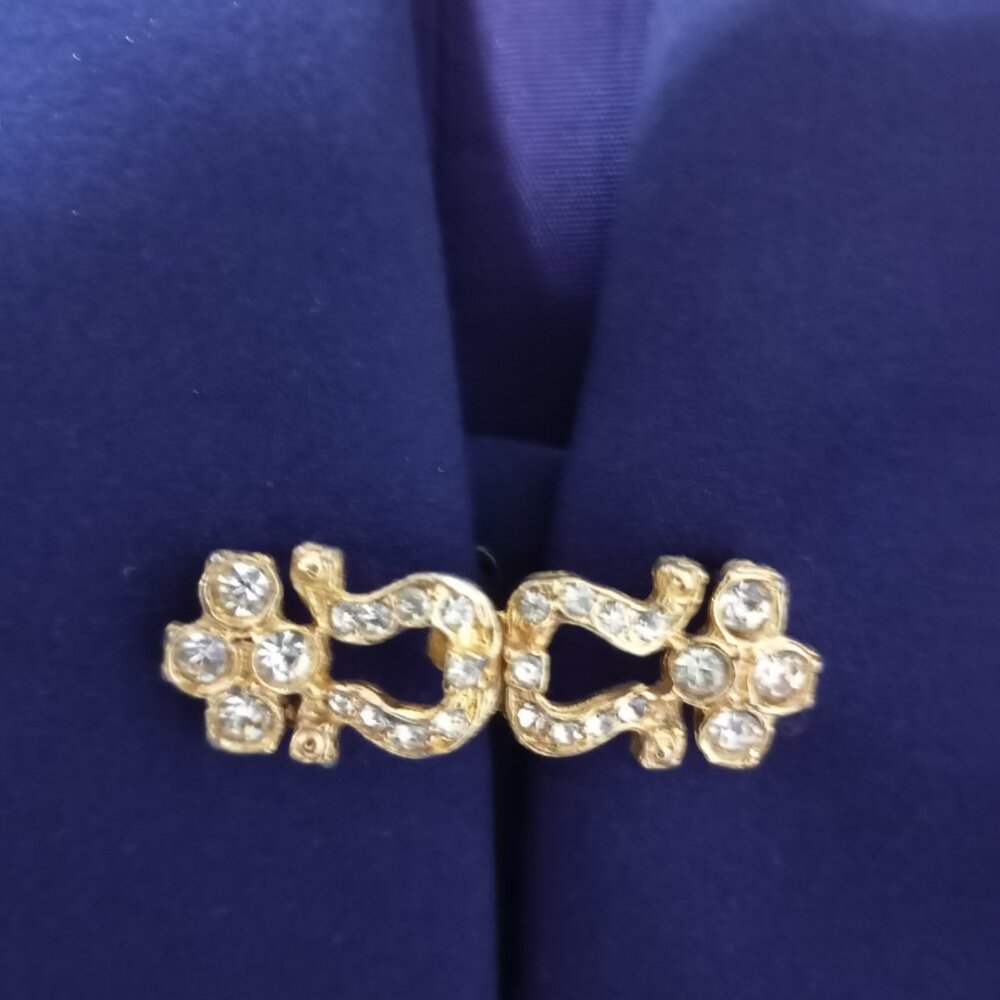 Alex Evenings Blazer Jacket Gold Crystal Clasp Closures Womens Purple Size 12 - Picture 5 of 11